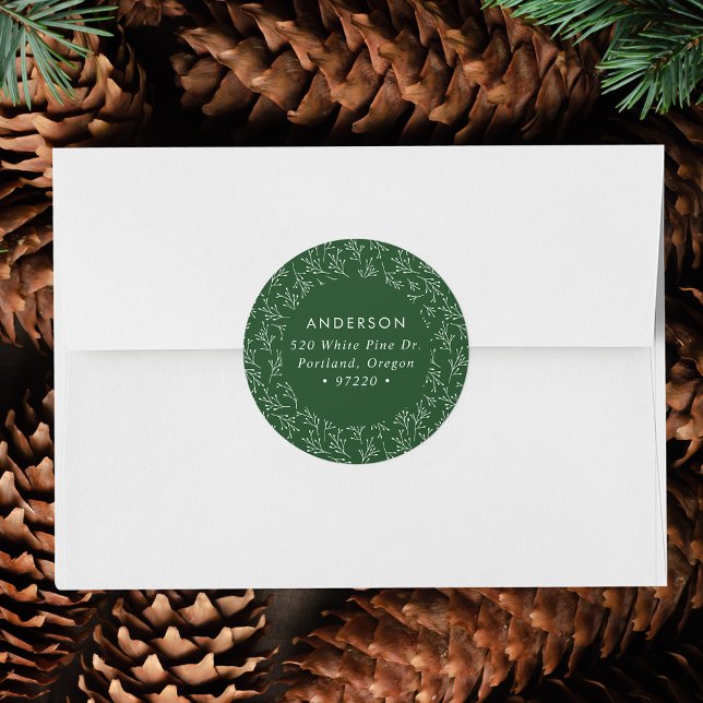 Winter Branches Green Holiday Return Address Label (Creator Uploaded)
