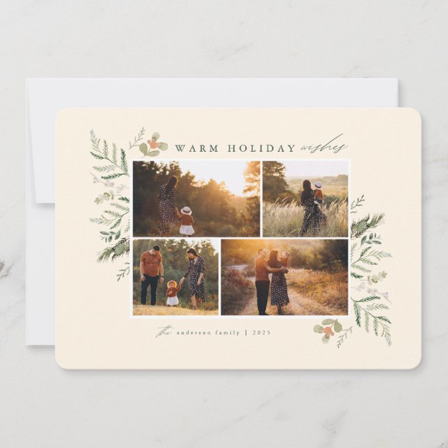 Winter Branches Holiday Photo Card (Front)