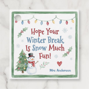 Winter Break Snow Much Fun Christmas Tree Snowman  Favour Tags