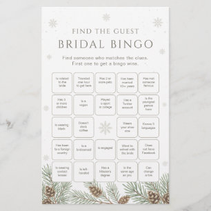 Winter Bridal Shower Bingo Game Find the Guest