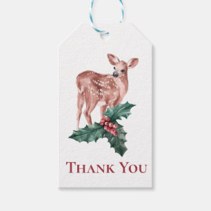 Winter Bridal Shower Christmas Red Wedding Deer Gift Tags