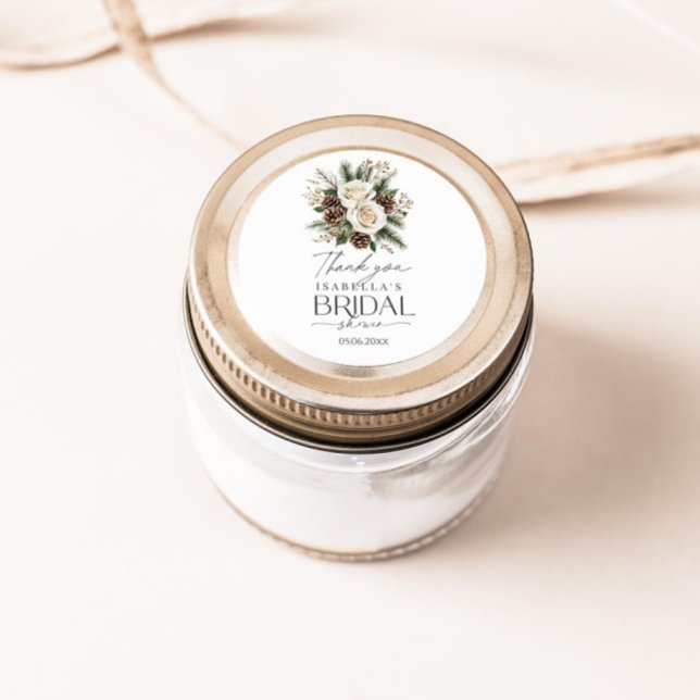 Winter Bridal Shower Classic Round Sticker (Creator Uploaded)