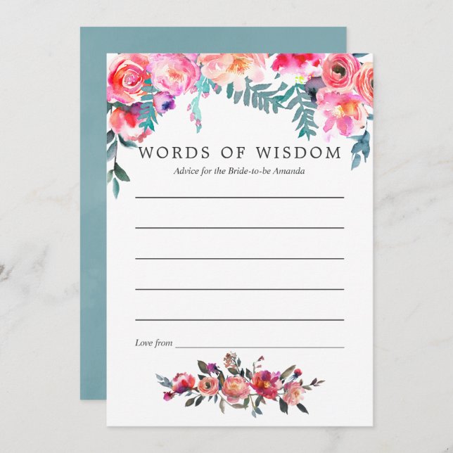 Winter Bridal Shower Floral Advice for Bride to be Invitation (Front/Back)