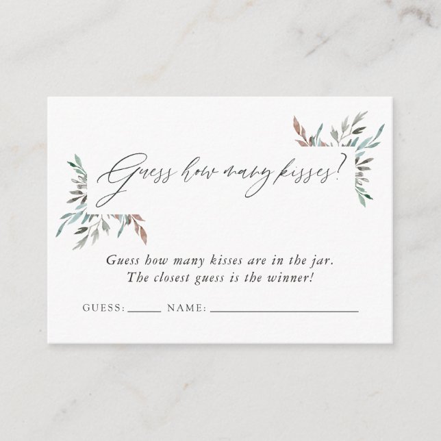 Winter Bridal Shower Guess How Many Kisses Enclosure Card (Front)