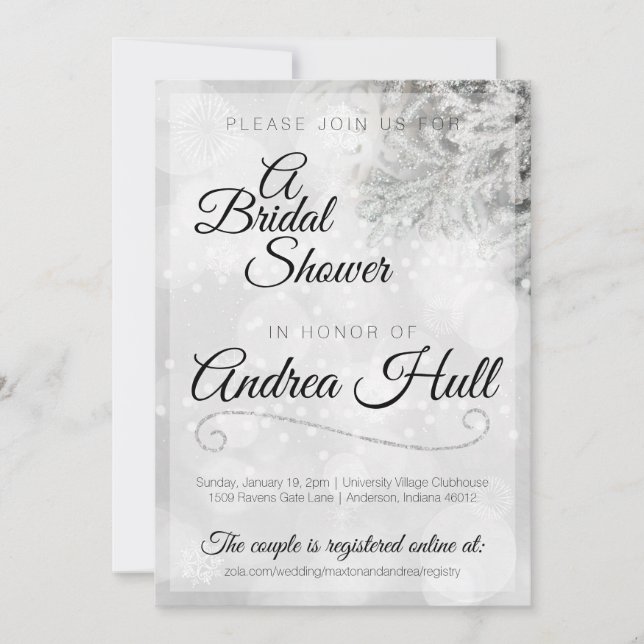 Winter bridal shower invitation (Front)
