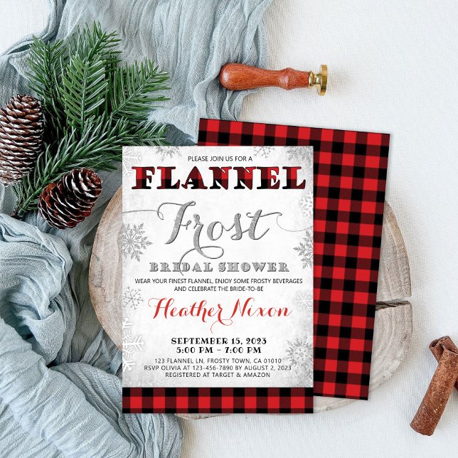 Winter Bridal Shower Invitation Flannel and Frost (Creator Uploaded)