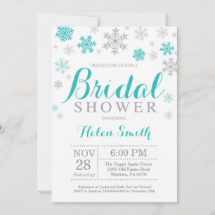 Winter Bridal Shower Invitation Teal Snowflake