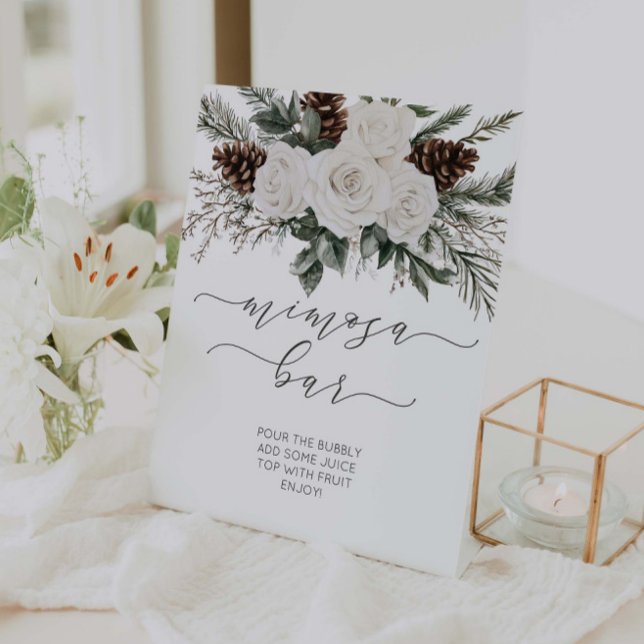 Winter Bridal Shower Mimosa Bar Pedestal Sign (Creator Uploaded)