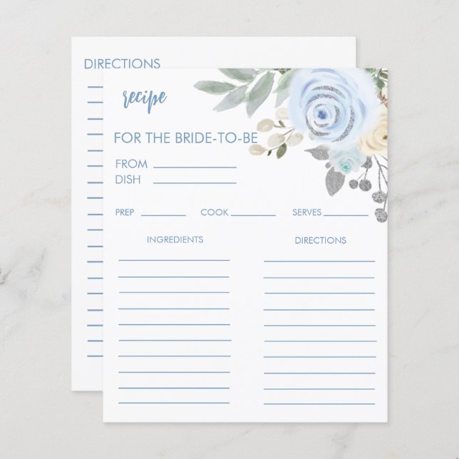 Winter Bridal Shower Recipe Card (Front/Back)