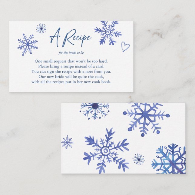 Winter bridal shower recipe card request (Front/Back)