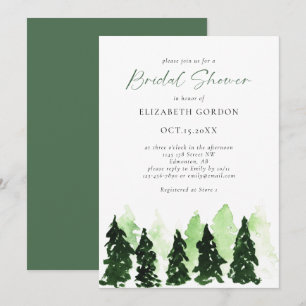 Winter Bridal Shower Rustic Pine Tree Invitation