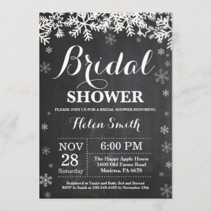 Winter Bridal Shower Snowflake Chalkboard Invitation