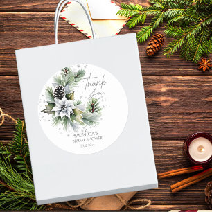 Winter bridal shower template thank you favour  classic round sticker