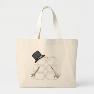 WINTER BRIDE & GROOM Snowman Couple TOTE