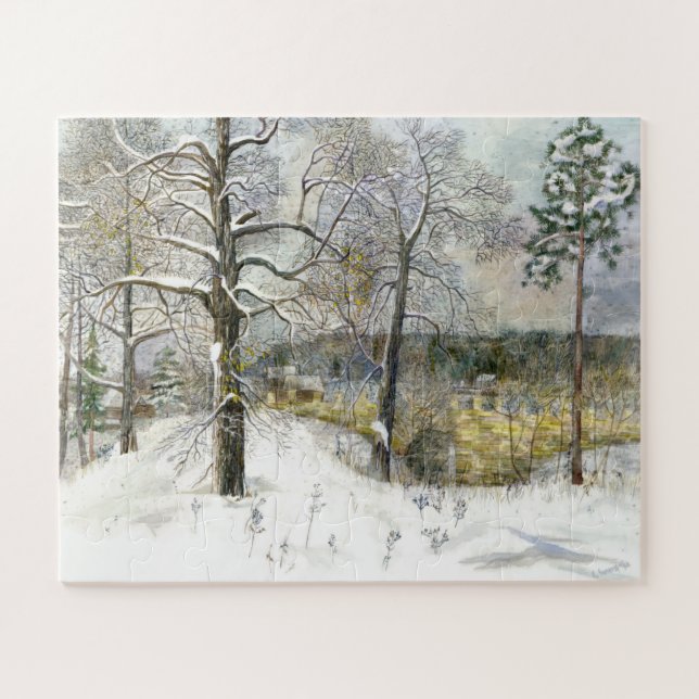 winter bridge Watercolor painting Jigsaw Puzzle (Horizontal)