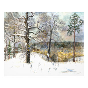 winter bridge Watercolor painting Photo Print