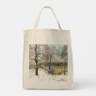 winter bridge Watercolor painting Tote Bag