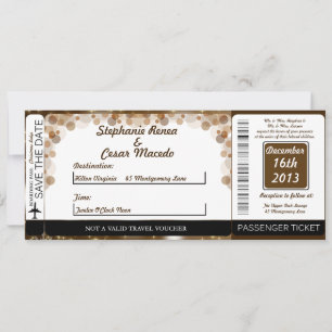 Winter Brown Star Boarding Pass Wedding Invitation