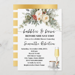 Winter Bubbles & Brews Coffee Bridal Shower Invitation