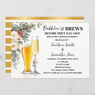 Winter Bubbles & Brews Rehearsal Dinner Invitation