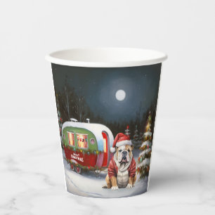 Winter Bulldog Caravan Christmas Adventure Paper Cups