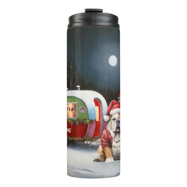 Winter Bulldog Caravan Christmas Adventure  Thermal Tumbler (Front)