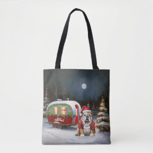 Winter Bulldog Caravan Christmas Adventure Tote Bag