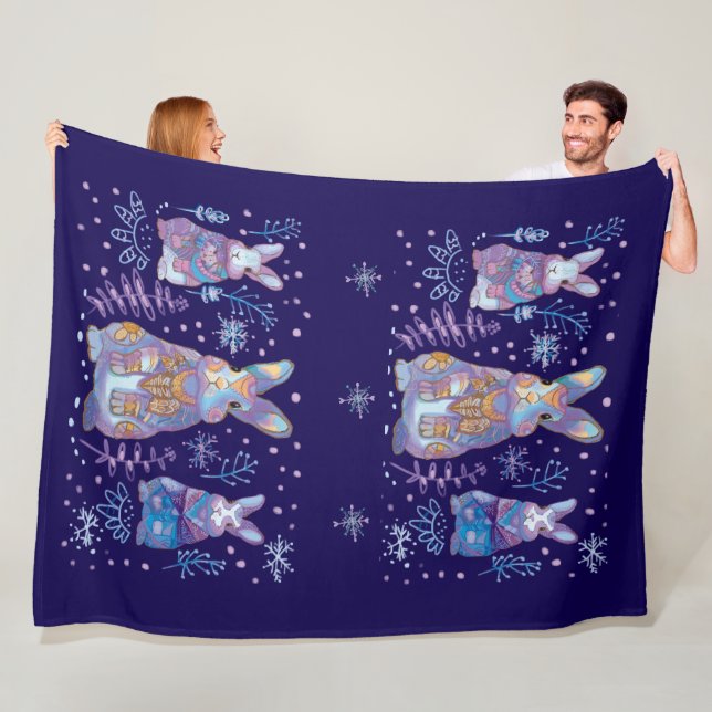 winter bunny fleece blanket (In Situ)