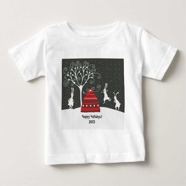 Winter Bunny Hoppy Holidays T-Shirt (Front)