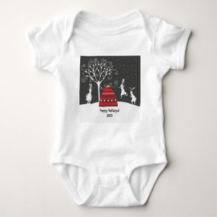 Winter Bunny Hoppy Holidays T-Shirt Baby Bodysuit