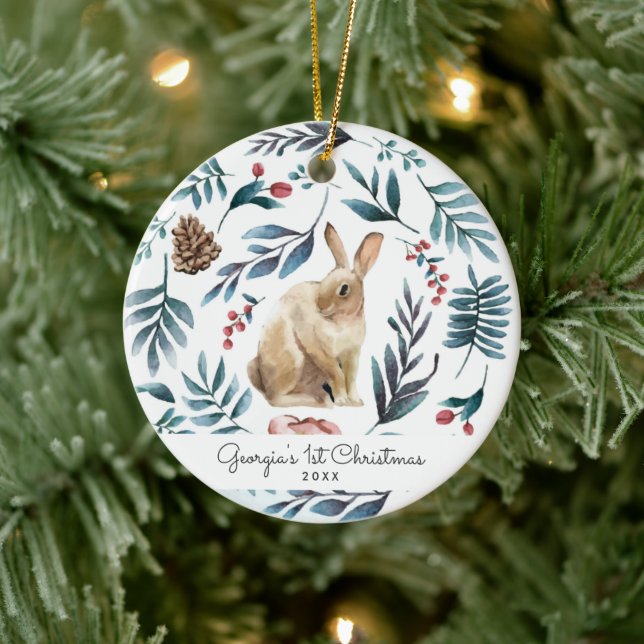 Winter Bunny | Personalized Christmas Ornament (Tree)