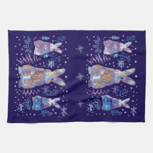 winter bunny tea towel