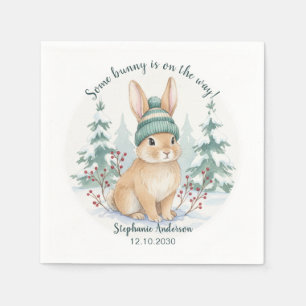 Winter Bunny Woodland Watercolor Baby Shower Napkin