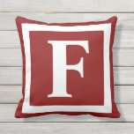 Winter Burgundy Bold Monogram Initial Cushion<br><div class="desc">Set off your Fall or Winter patio decor with this modern design bold monogrammed pillow.  Customise to any colour.  Both sides of pillow are dark burgundy and front side has large bold white monogram initial framed with wide white border.  CLICK PERSONALIZE TEMPLATE OPTION AND ENTER MONOGRAM</div>