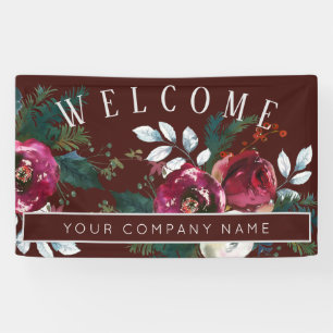 Winter Burgundy Christmas Corporate Party Welcome Banner