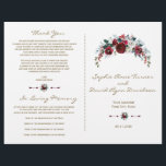 Winter Burgundy Floral Pine Gold Wedding Program<br><div class="desc">Elegant,  Burgundy,  White Floral card design. It features gorgeous Burgundy,  White watercolour floral bouquet,  unique floral arrows with hearts as divider,  an elegant faux gold script. Use Customise tool to add your info. For matching items,  please,  visit my Winter Floral Bouquet Collection.</div>