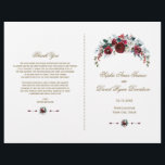 Winter Burgundy Floral Pine Gold Wedding Program<br><div class="desc">Elegant,  Burgundy,  White Floral card design. It features gorgeous Burgundy,  White watercolour floral bouquet,  unique floral arrows with hearts as divider,  an elegant faux gold frame. Use Customise tool to add your info. For matching items,  please,  visit my Winter Floral Bouquet Collection.</div>