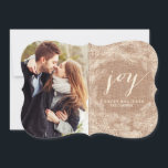 WINTER BURLAP | JOY | STYLISH HOLIDAY CARD<br><div class="desc">WINTER FOLIAGE WREATH | STYLISH GREETING CARD</div>