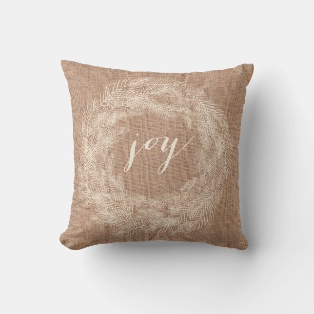 WINTER BURLAP | JOY STYLISH HOLIDAY PILLOW (Front)