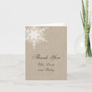 Winter Burlap Thank You Card