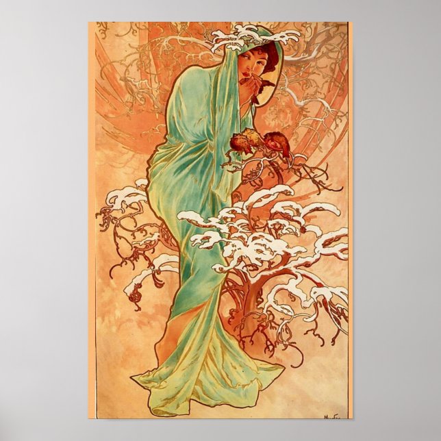 Winter by Mucha Poster (Front)