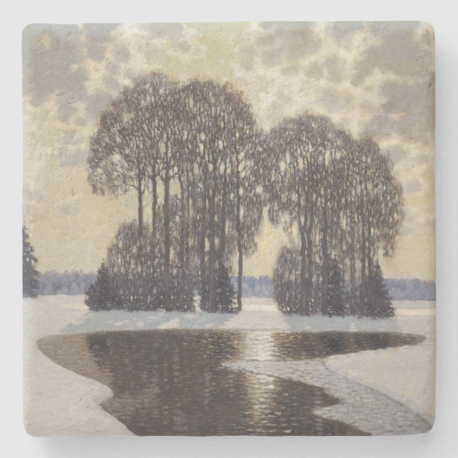 Winter (by Vilhelms Purvitis) Stone Coaster (Front)