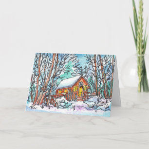 Winter Cabin Card