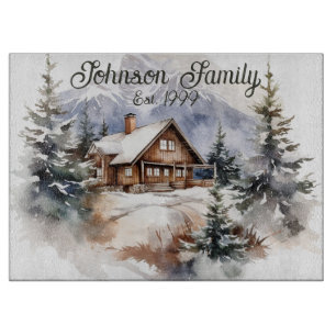 Winter Cabin Cutting Board