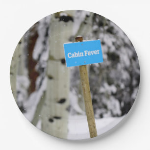 Winter Cabin Fever Holiday Season Snow Paper Plate