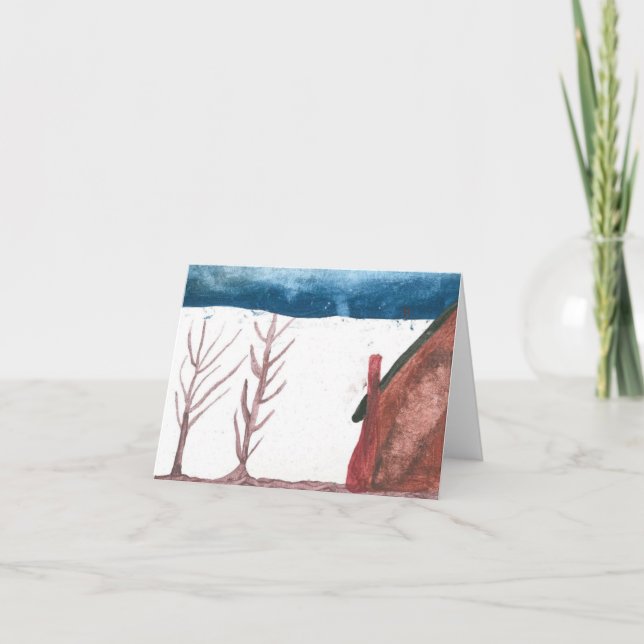 Winter Cabin Holiday Card (Front)