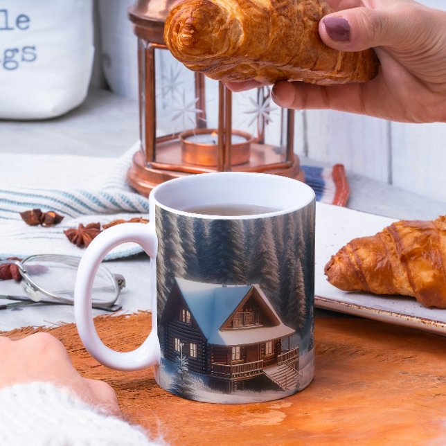 Winter Cabin in the Forest Coffee Mug (Creator Uploaded)