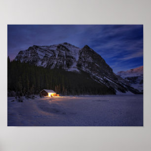 Winter Cabin in the Woods Poster