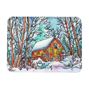 Winter Cabin Magnet