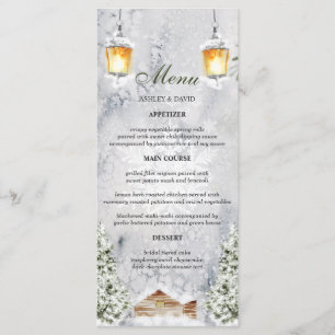 Winter Cabin Rustic Snow Scene Wedding Menu